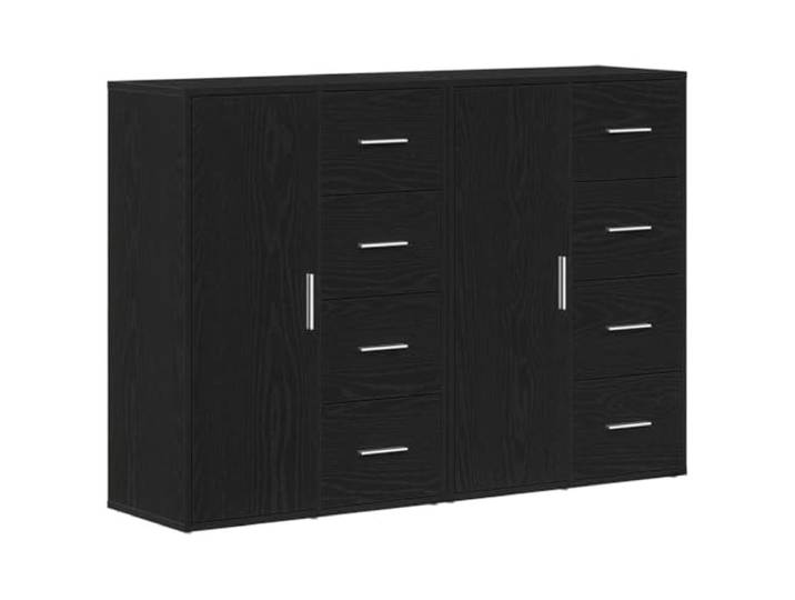 Fisinber Sideboard 2er Set Schwarz Eichen-Optik Kommode 60x31x84 cm Vielseitiger Beistellschrank im 2er Set für Wohnzimmer und Esszimmer mit Scharniertüren und stilvollen Stangengriffen.