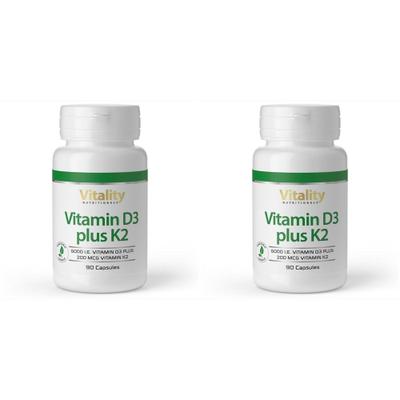 Vitamin D3 5000 I.e. plus K2 200 µg Kapseln 2x 2x90 St