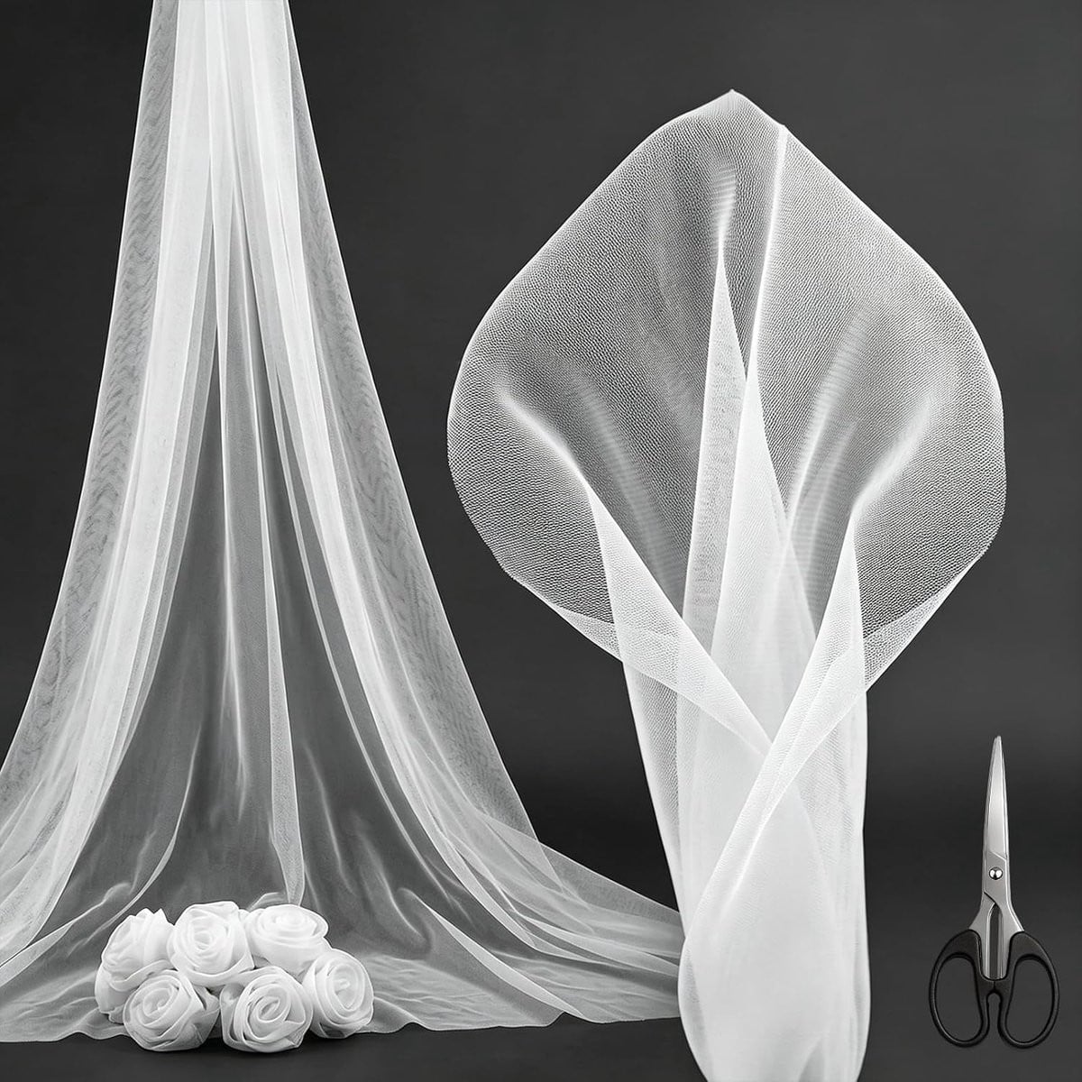 Witte organza stof per meter, transparante polyester voile voor naaien en decoratie