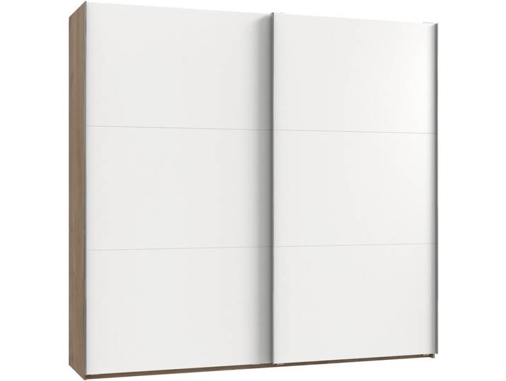 Schwebetüren-Schrank, Braun & Weiß, 250x236x65 cm, Holzwerkstoff, 6 Fächer, Modern, MID.YOU