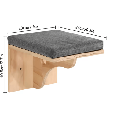 Uplift Curations Wall Mounted Wooden Cat Climbing Shelves With Sisal Scratching Post Hammock And Pedals platform B