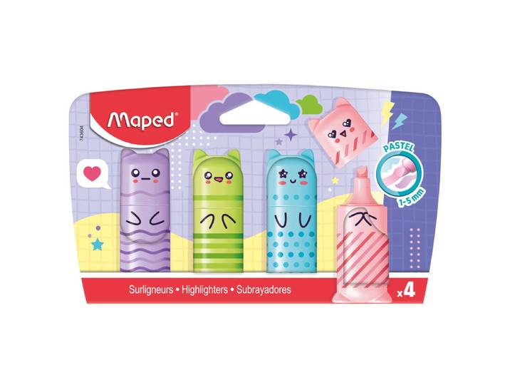 Maped Mini Surligneurs Pastel – 4 Couleurs