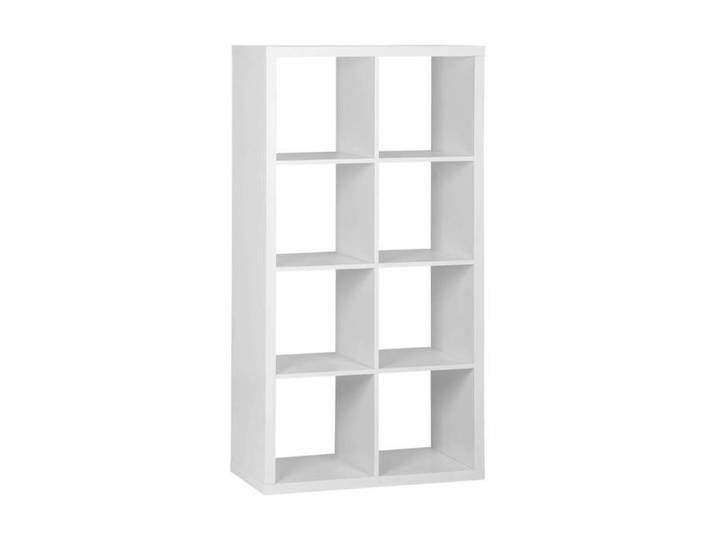 Etagère bibliothèque 4 niveaux 8 compartiments. casiers. effet bois blanc. L 76 x P 39 x H 146cm