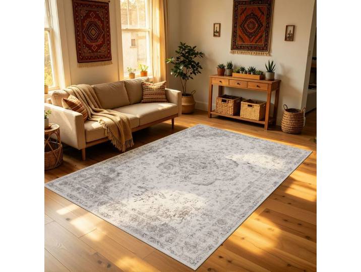 Carpettex Tapis 160x230 cm Beige Vintage Oriental Lavable Antidérapant