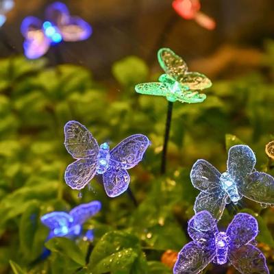 Uplift Picks Solar Butterfly Garden Stake Lights With Six Heads Two Lighting Modes multicolor (2 Pcs)