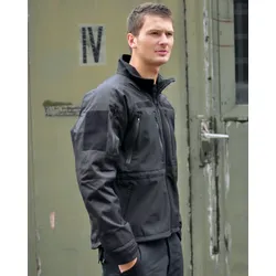 Mil-Tec Softshell Plus, Textiljacke wasserdicht - Schwarz - S