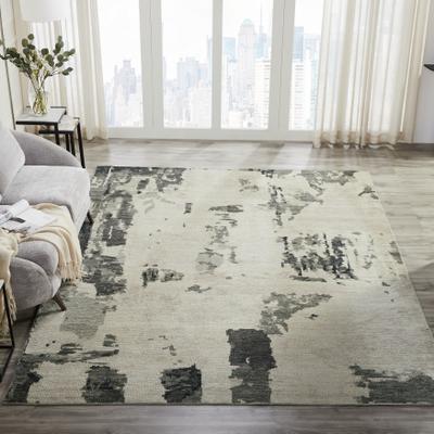 KALATY Toros Grey Abstract Hand Knotted Wool Area Rug