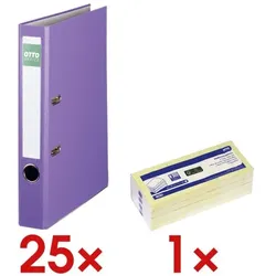 OTTO Office 25x Ordner »Exclusive I« inkl. 12er-Pack Haftnotizblock violett, 5x32x28.5 cm
