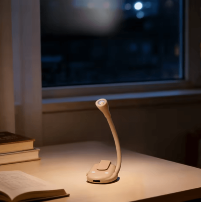 Inspire Curations USB Rechargeable Mini Clip On Book Light 360 Adjustable Dimmable Reading Lamp image Color