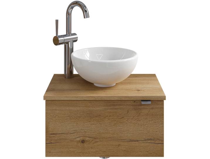 Waschtisch SAPHIR Serie 6915 Waschschale mit Unterschrank für Gästebad, Gäste WC , braun (halifax eiche, halifax eiche, halifax eiche quer nb), B:51cm H:39,8cm T:35cm, Waschtische, Waschtisch, 51 cm breit, 1 Tür, Waschtischplatte, kleine Bäder, ohne Armatur