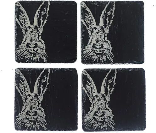 Selbrae House Just Slate Company Set of 4 Hare Slate Coasters
