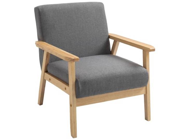 HOMCOM Sessel Loungesessel mit Massivholzbeine für Wohnzimmer Grau