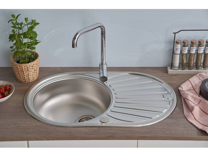 Évier rond Cansas acier inoxydable 77 x 20 x 48cm