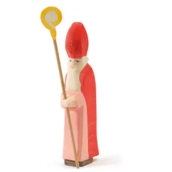 OSTHEIMER 38001 Sankt Nikolaus mit Stab aus Holz Höhe 21,5cm Jahresfeste