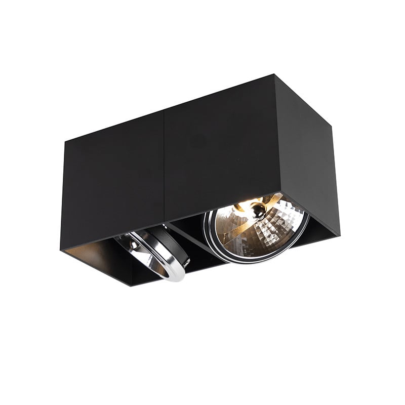 Qazqa Design spot Box zwart rechthoekig 2-lichts dimbaar