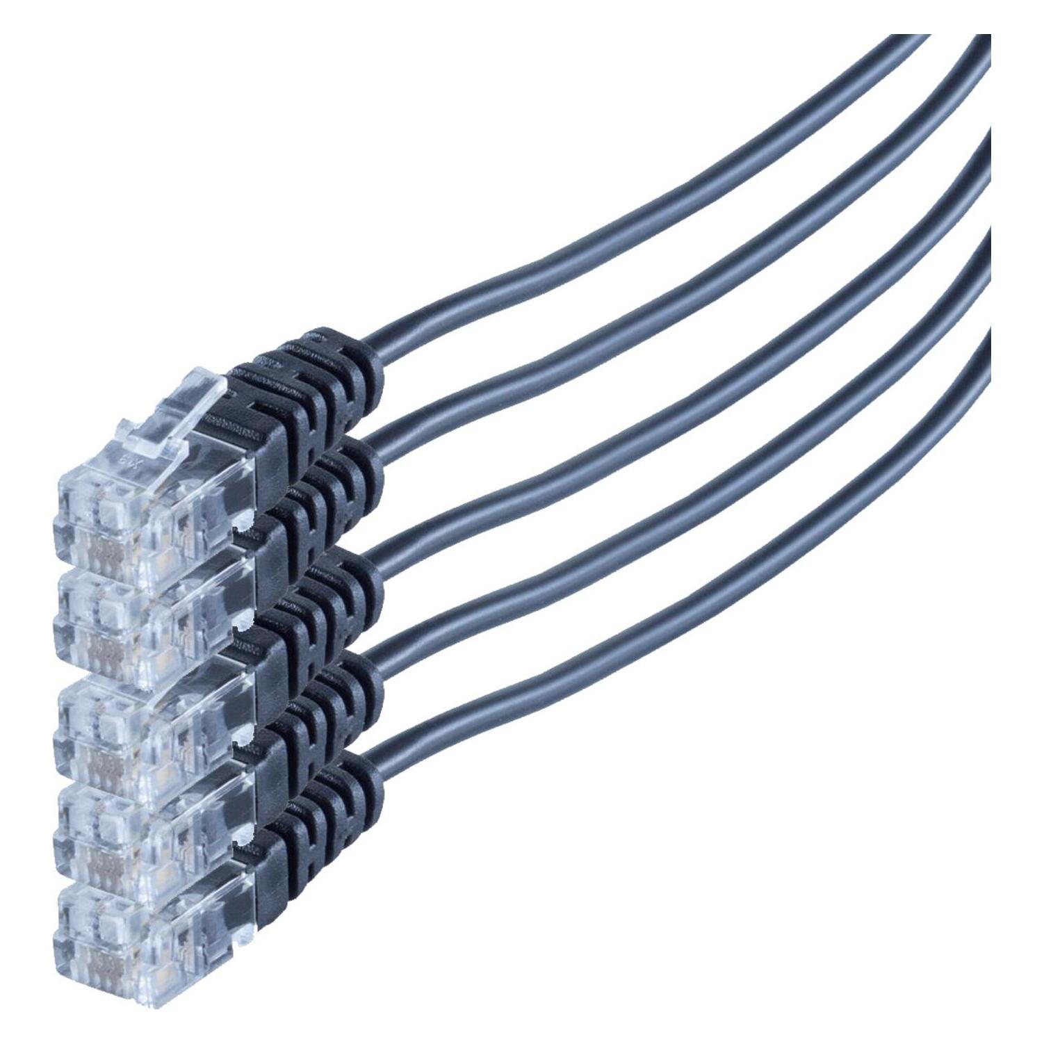 Shiverpeaks S/CONN maximum connectivity Telefon-Anschlusskabel, RJ11 Stecker auf RJ11 Stecker, Rundkabel, schwar (SO70084-1.5-SET5)
