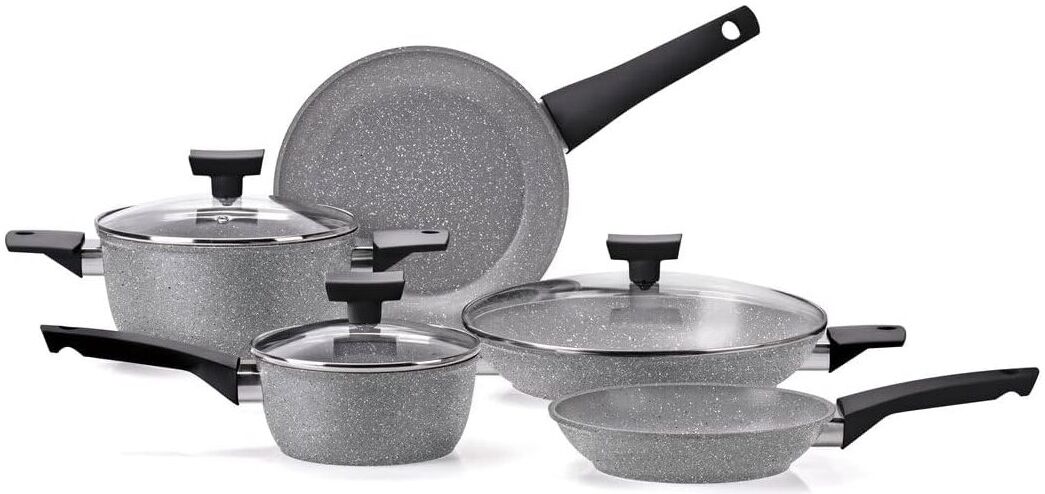 Batteria pentole Moneta A01A336508 OSSIDIANA Grigio pietra