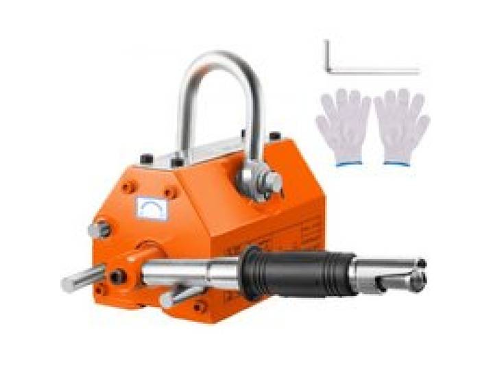 VEVOR Lasthebemagnet Kranmagnet (600 kg Tragfähigkeit, 1500 kg Zugkraft, -40 bis 80 ℃), 12 Stk. Magnete Handgesteuertes Gabelanheben Magnetlifter Magnetheber Gelb Neodymium Lifting Magnet Werkzeug