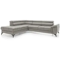 Ecksofa Mocca Leder Grau