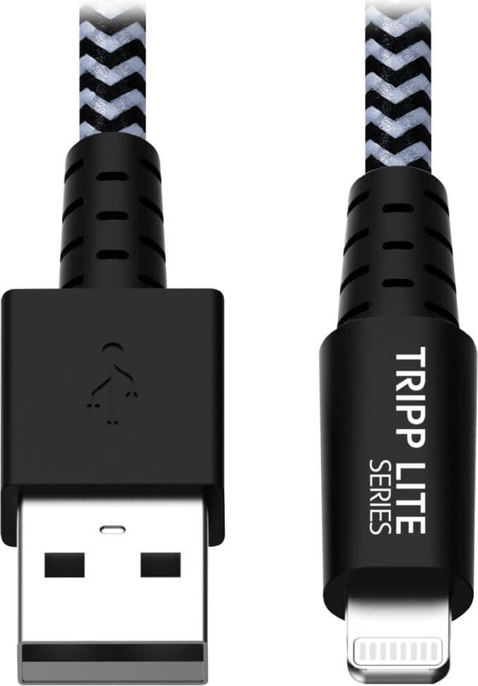 Eaton Tripp Lite USB-A naar Lightning synchronisatie- en oplaadkabel, MFi-gecertificeerd, 0,91 m, Zwart/Wit