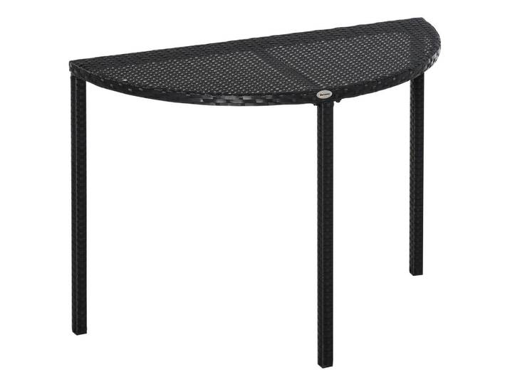 Outsunny Balkontisch, Schwarz, Polyrattan, Metall, Kunststoff, 50x74x100 cm, Gartenmöbel, Gartentische, Balkontische