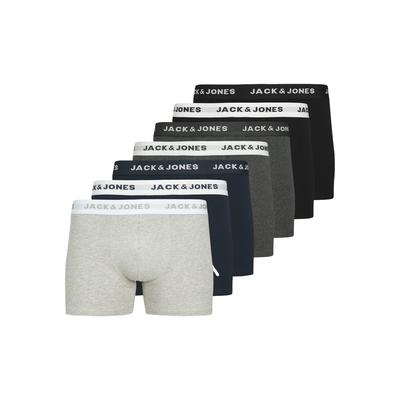 Trunk JACK & JONES "JACBASIC TRUNKS 7 PACK NOOS", Herren, Gr. M, 7 Stk., grau (light grau melange), Jersey, Obermaterial: 95% Baumwolle, 5% Elasthan, meliert, eng, Unterhosen