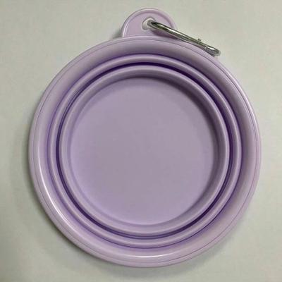 Uplift Picks Portable Foldable Dog Travel Bowl With Carabiner 350ml For Pets On The Go purple