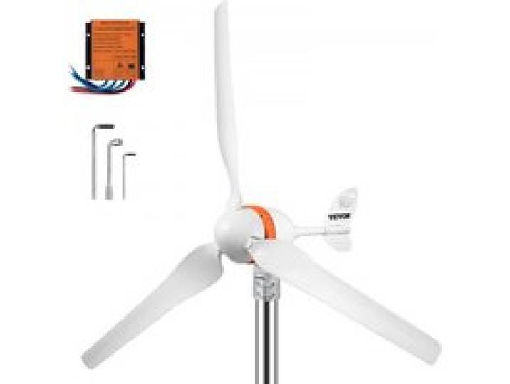 VEVOR Générateur Éolienne 12V, Kit Générateur Turbine Éolienne 400W 3 Pales Contrôleur MPPT Moteur à Aimant Triphasé 24A Corps Aluminium Queue Acier Inox 900 tr/min Maison Camping-Cars Bateaux