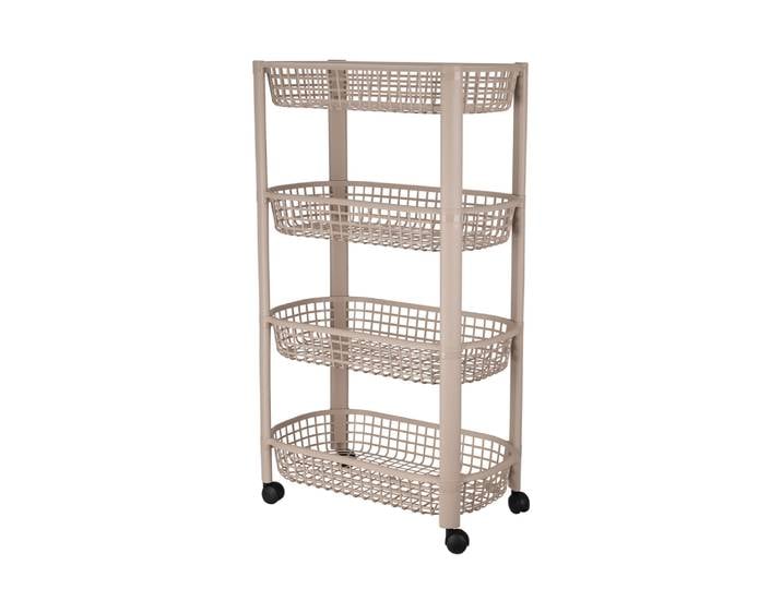 Rollwagen mit 4 Etagen klappbar 46 x 26 x 79 cm beige