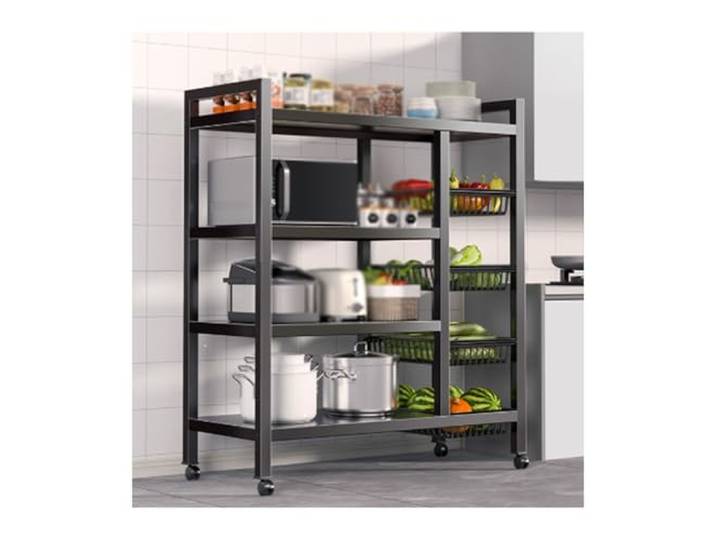 HUFIREHU Kitchen Shelf BäCkerregal KüChenregal Stehend KüChenregale Regal KüChe Tischregal KüChe Wird In Restaurants, GeschäFten Und KüChen Verwendet(Black,120 * 32 * 135CM_NORMAL)