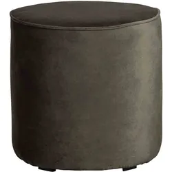 Hocker Sara aus Samt, rund und gepolstert, modern waldgrün, komfortabel für dein Zuhause