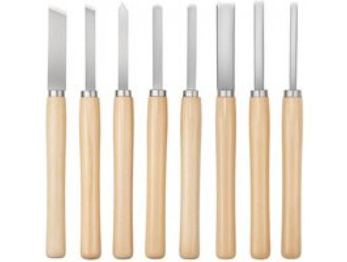 VEVOR Drechseleisen-Set, 8-teilig, Drechselmesser mit Klinge aus Kohlenstoffstahl, 2 Schrägmeißel, 1 Speerspitze, 1 Abstechmeißel, 1 Rundspitze, 3 Hohleisen, 1 Oxford-Tasche, Drechselwerkzeug