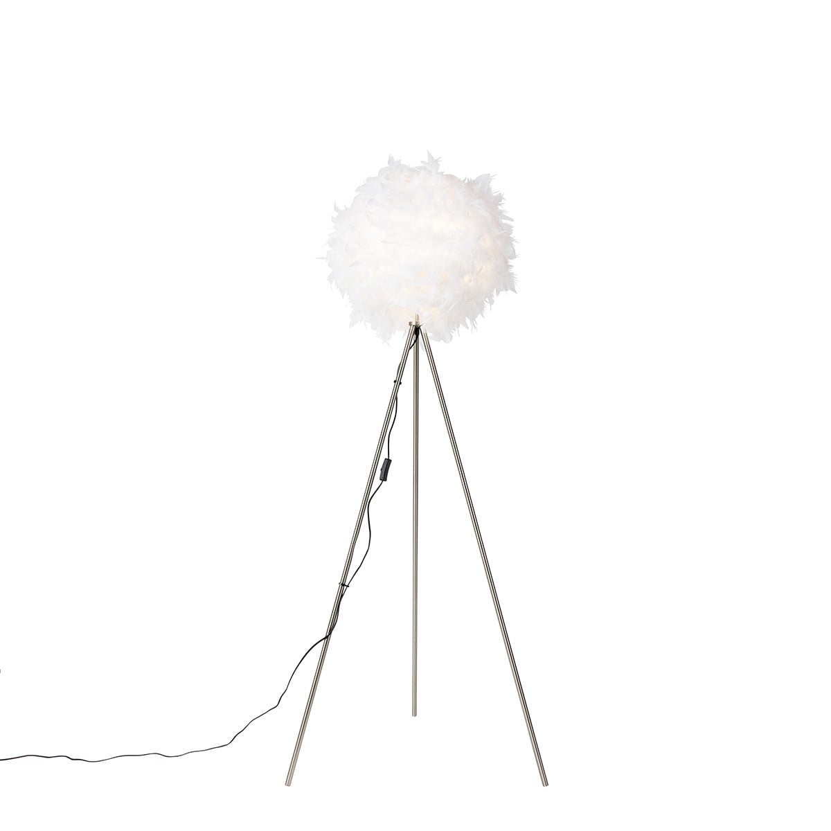 Qazqa Feather Smart Vloerlamp Wit met Wifi en Afstandsbediening