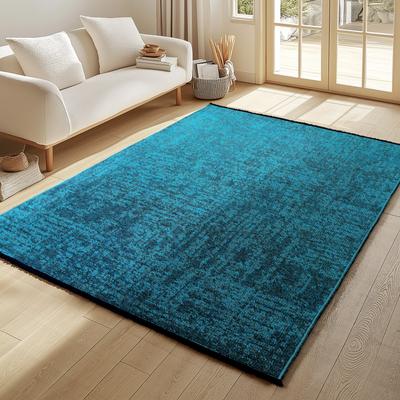 Teppich AYYILDIZ TEPPICHE "SPACE 1900, auch als Läufer", blau, B:200cm H:7mm L:290cm, Chenille, Teppiche, Teppich, Läufer, Kurzflor, Boho, Vintage, Wohnzimmer