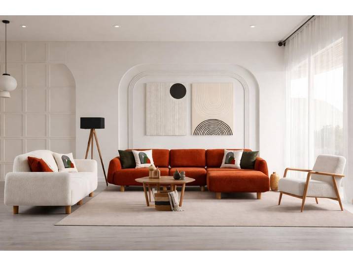 JVmoebel Polstergarnitur Polstergarnitur 4-Sitzer Sofa 3-Sitzer Sofa Sessel Pouf Weich, (4-tlg), Made in Europa