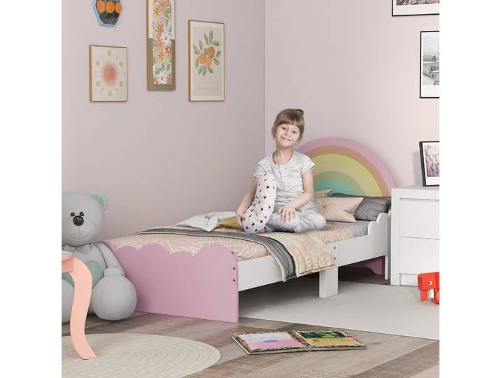 ZONEKIZ Lit Enfant Arc-en-Ciel 143x74cm Rose Moderne