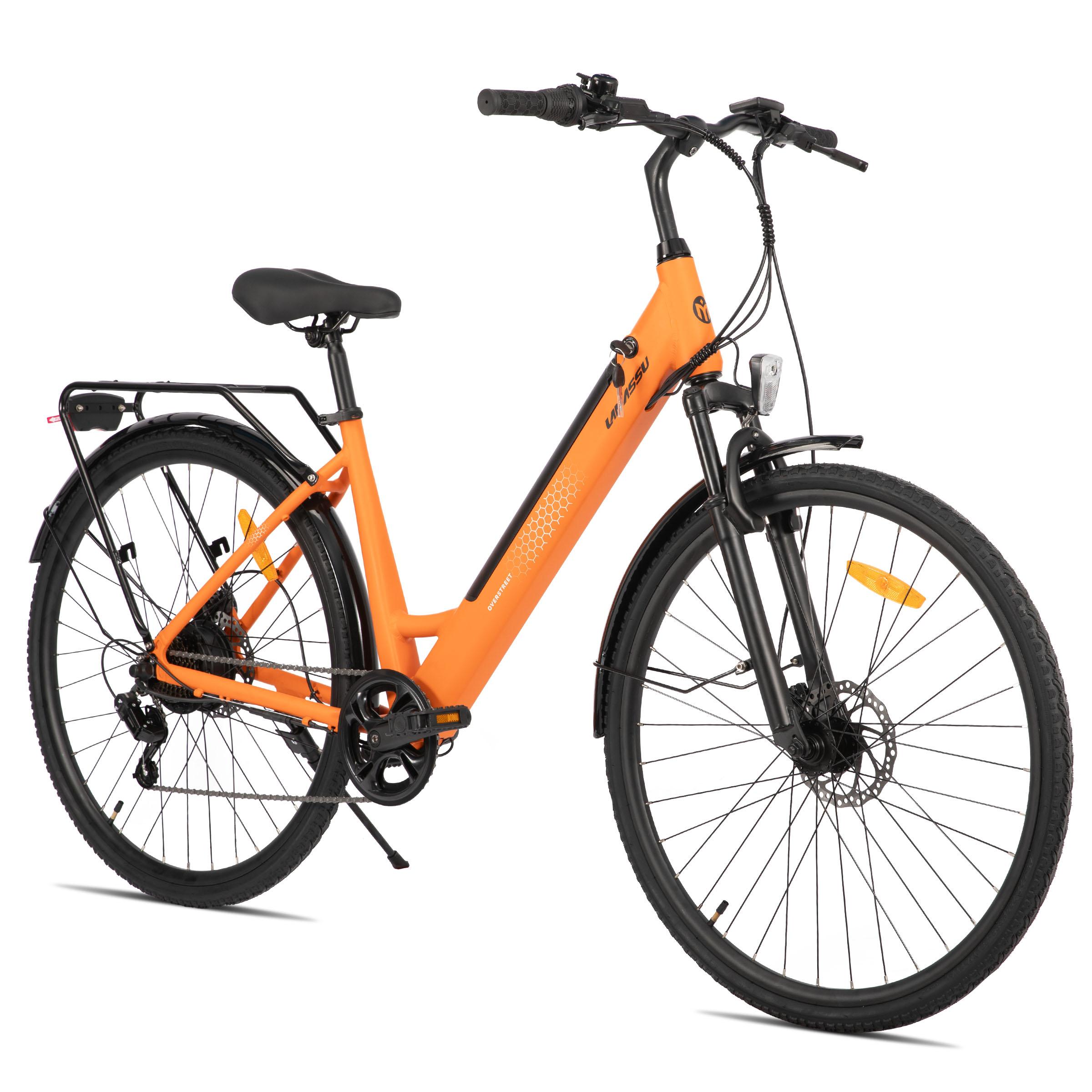 Hiland 28-Zoll-Elektro-Mountainbike für Erwachsene, leichter Aluminiumrahmen, 7-Gang, hydraulische Scheibenbremsen, 250-W-Motor, 36-V-Akku mit 10,4 Ah