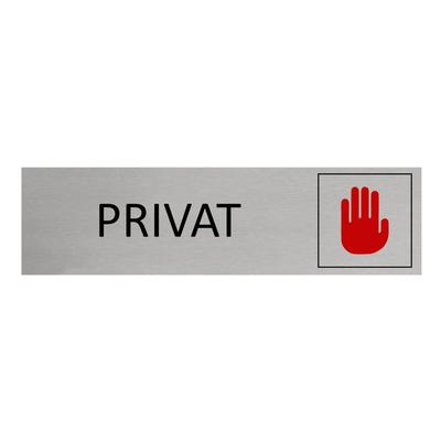 CombiCraft Aluminium Türschild Privat 165x45mm mit 3M-Tape zur Befestigung, einfache Kennzeichnung von Räumen und Bereichen