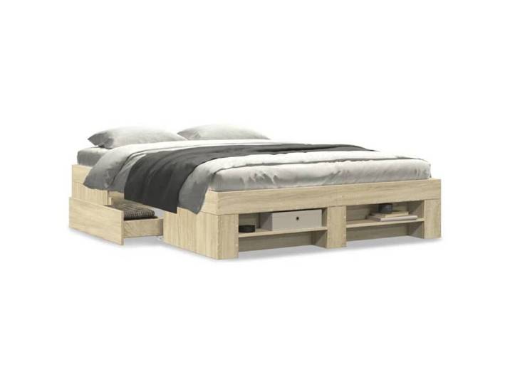 120x200cm Petit lit VIDAXL Structure de lit sans matelas chêne sonoma L13022
