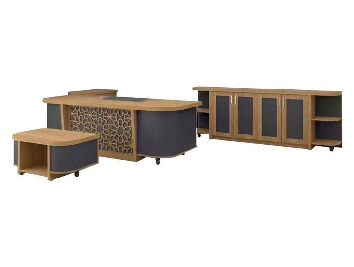 Xlmoebel Büromöbel-Set Designer Schreibtisch aus Holz mit eleganter Ästhetik, (4-tlg., Schreibtisch, Couchtisch, Beistelltisch, Schrank), Hergestellt in Europa