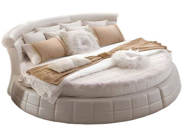 Xlmoebel Rundbett Luxuriöses Designer-Rundbett mit Leder- und Velvetbezug (Chesterfield Bett 4062292302268), Hergestellt in Europa
