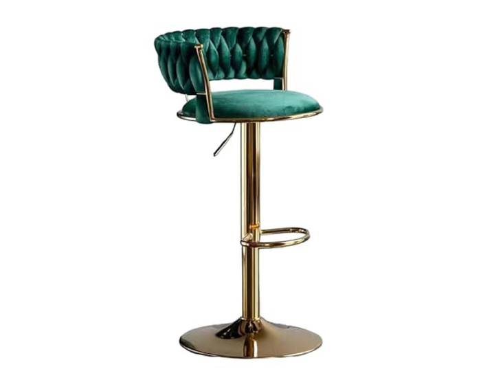 CAJJDJ Samt Barhocker Set 6, Rosa, verstellbar Samt-Sitz, verstellbare Höhe und 360-Grad-Drehung für bequemes Sitzen.(Green,1)