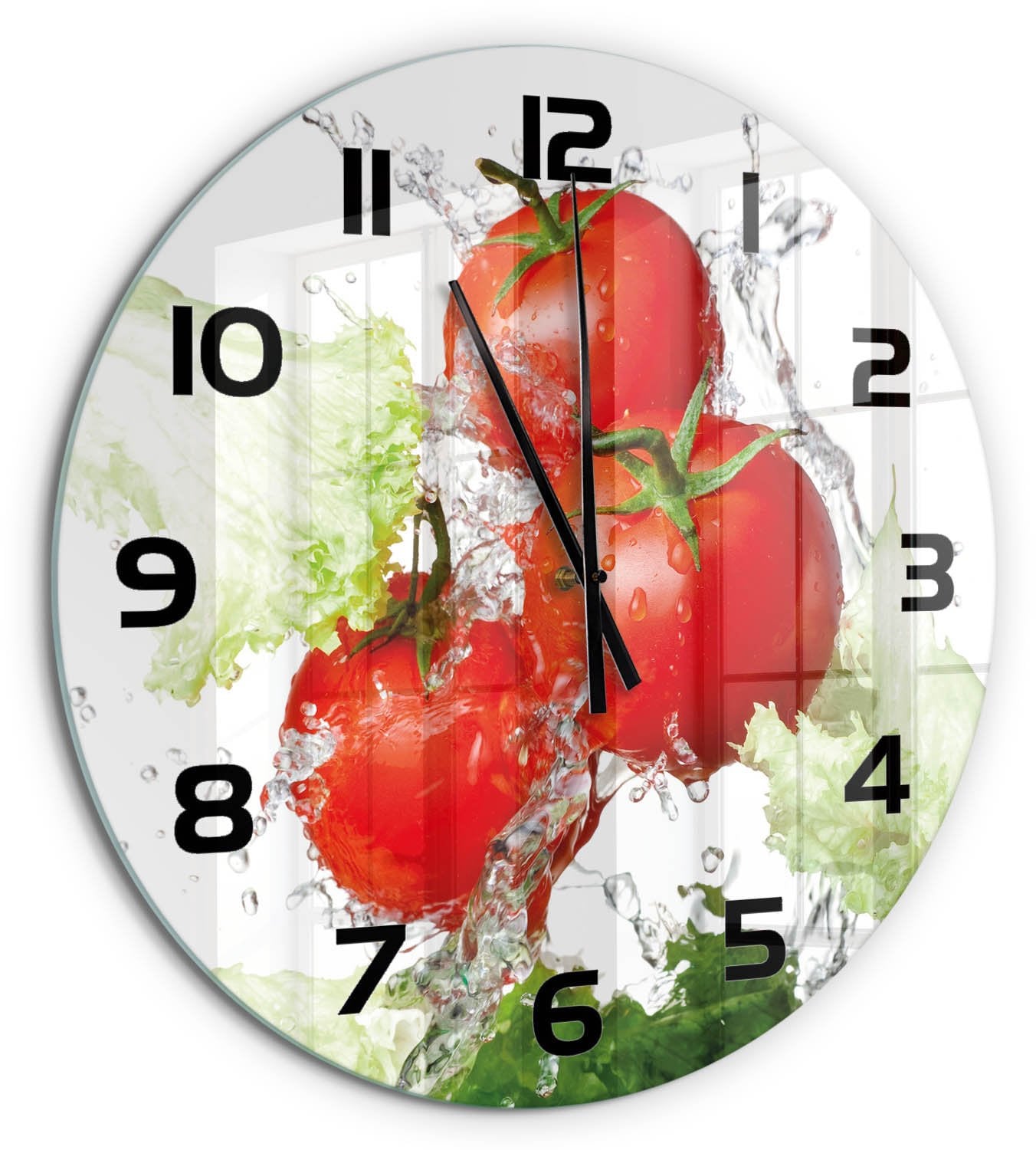 Tulup Wandklok met Tomaten en Sla Decoratie - Rood - Diameter: 60 cm