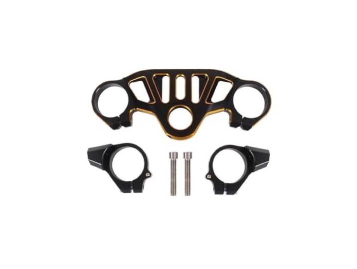 Obere Gabelbrücke， Für Aprilia RS660 2021 2022 2023 Motorrad Gabel Senkung Triple Tree Front End Obere Klemme Gabelführung Gabelbrücke，(Black and Gold)