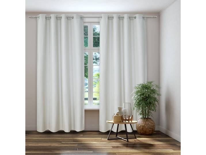 Vorhang KUTTI Dimout, 1 Stück, Ösen, verdunkelnd, isolierend Gr. 4, grau (hellgrau, weiß), B:140cm H:245cm, Polyester, Gardinen, Vorhang, Verdunkelung, Thermo, isolierend, einfarbig