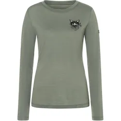 Super Natural, Damen, Funktionsshirt, Bandito Cat (S), Grün, Weiss, Schwarz