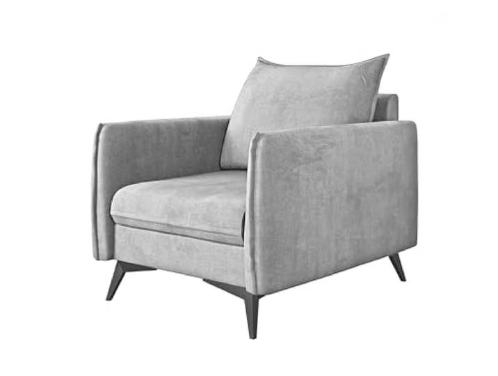 S-Style Möbel Nina Sessel Für Wohnzimmer Moderner Polstersessel Für Schlafzimmer Loungesessel Clubsessel Wartezimmer Einzelsessel Mit Schwarzen Metallfüßen Sofa Sessel & Stühle Silber 74x91x86 cm