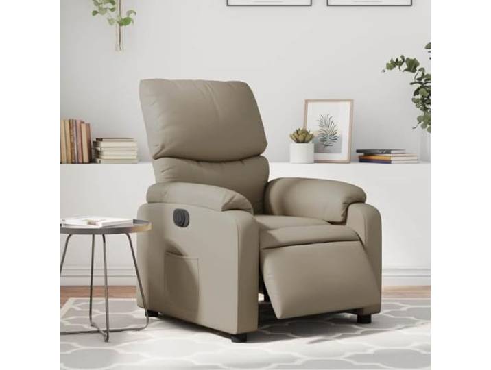 HEFZGDB Elektrischer Relaxsessel mit Liegefunktion in Cappuccino-Braun aus strapazierfähigem Kunstleder, inklusive praktischer Seitentasche und Solider Holz-Metall-Konstruktion,