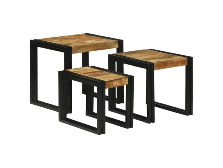 Kaorsrow Satztisch 3er Set Couchtisch Mangoholz Metall Braun Ineinander schiebbare Tische sparen wertvollen Platz im Wohnzimmer oder Schlafzimmer und bieten flexible Ablagen.