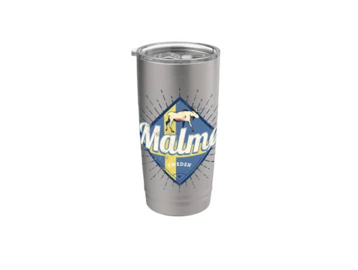Malmö Suède rétro drapeau Vintage Élan vacances Souvenir Gobelet isotherme en acier inoxydable double paroi